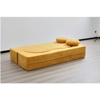 Canapé-lit Chesterfield moderne et portable, orange, rembourré en tissu avec rembourrage en mousse, dossier confortable, extensible, pour salon