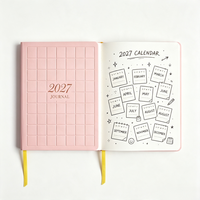 Agenda A5 2027, carnet en cuir PU, couverture personnalisée à grille quadrillée, couverture rigide, journal quotidien
