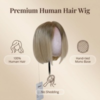 Peluca Suave y Sedosa, Sin Desprendimiento, Sin Enredos, Transpirable, con Base Mono, Estilo Europeo, Personalizada para Salón, de Alta Calidad, con Reflejos Rubio Hielo