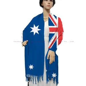 Kualitas tinggi wool imitasi 180*70cm sublimasi cetak tunggal syal bendera negara AUSTRALIA