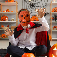 Masque de citrouille imprimé en typographie, style classique, en PVC orange, pour Halloween, carnaval, festival des horreurs, accessoires de bal, masque intégral pour fête