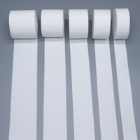 Bande élastique tricotée blanche en polyester/spandex, couleur unie, haute élasticité, accessoires de vêtement en sangle brodée, vente en gros