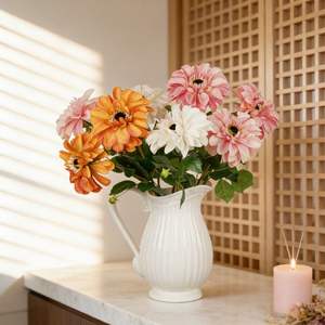 Flores Artificiales Modernas para Decoración de Mesa de Oficina u Hotel, Crisantemos Vibrantes de Imitación, Flores de Margarita Artificiales Coloridas y Realistas - Product Image 1