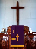 Ensemble de nappe d'autel double face, écharpe de prêcheur religieuse et drapeau de table avec pendentif croix