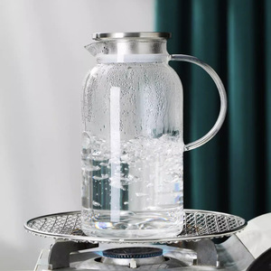 Carafe à eau en verre borosilicate transparent, grande capacité, pour usage domestique, avec fonction d'infusion de citron - Product Image 2