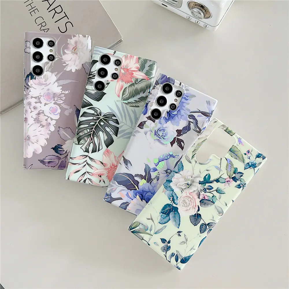 Glossy Laser Flower Phone Cases For Samsung Galaxy S20 FE Note 10 /20 Case Soft Back Cover