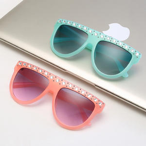 17032 Superhot Luxury 2019 Lunettes de soleil tendance pour femmes, monture plate noire, design de créateur, lunettes de soleil avec strass - Product Image 5