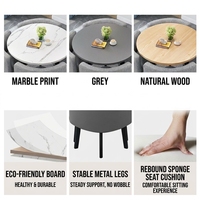 Ensemble de salle à manger rond moderne au design simple, table en bois avec pieds en métal, style bois MDF pour la maison, le café, le magasin, le restaurant