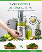 Extracteur de jus portable domestique 1300W à bouche large de 3,2 pouces pour légumes et fruits, à vitesse réglable et extraction rapide