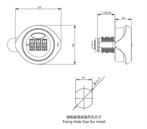 9541 <span class=keywords><strong>3</strong></span> chữ số bảo mật cao Hợp kim kẽm kết hợp số khóa với mã tìm Pin - Product Image 4