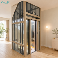 Ascensore Domestico Panoramico Moderno Personalizzato in Acciaio Inox con Trazione AC, Capacità 400kg |   PVC per Hotel, Residenze, Ville e Appartamenti di Piccole Dimensioni