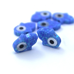 Nuovo arrivo <span class=keywords><strong>blu</strong></span> sintetico <span class=keywords><strong>opale</strong></span> Hamsa <span class=keywords><strong>pietra</strong></span> con occhio Mop per collana - Product Image 4