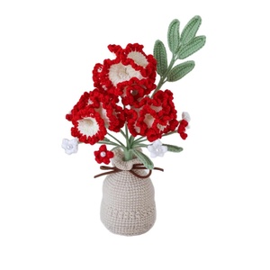 Arreglo Floral Creativo de Claveles en Jarrón, Flores Tejidas a Mano con Hilo, Decoración de Escritorio <span class=keywords><strong>para</strong></span> Regalo de Inauguración de Casa, <span class=keywords><strong>Flor</strong></span> de Ganchillo - Product Image 6