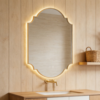 Miroir de salle de bain intelligent LED de forme irrégulière, anti-buée, mural, pour maquillage, pour hôtel, projet d'aménagement intérieur commercial, OEM