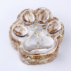 Cuenco Desmagnetizador de Piedra de Cristal Natural, Joyería de Resina, Caja de Almacenamiento de Cosméticos para Escritorio con Diseño de Pata, Caja de Regalo - Product Image 3