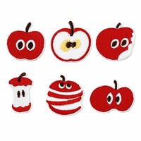 Écusson brodé personnalisé motif pomme rouge mignonne dessin animé, thermocollant pour vêtements, vestes, sacs à dos, réparation DIY, vente en gros en vrac, direct usine