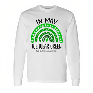 Nel mese di maggio indossiamo una maglietta verde arcobaleno a maniche lunghe per la consapevolezza dell'autostima - Product Image 2