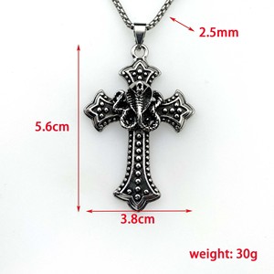 FANKE Youdemei - Collar Personalizado <span class=keywords><strong>de</strong></span> Acero Inoxidable con Colgante <span class=keywords><strong>de</strong></span> <span class=keywords><strong>Cruz</strong></span>, Diseño Punk, Estilo Hip-Hop, Plateado, para Hombre - Product Image 6