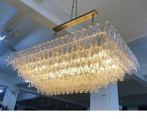 <span class=keywords><strong>Lustre</strong></span> rectangulaire à étages en verre transparent, design <span class=keywords><strong>de</strong></span> luxe, en acier, réglable en hauteur, <span class=keywords><strong>pour</strong></span> salle à manger <span class=keywords><strong>de</strong></span> villa américaine, 54 pouces, 74 pouces - Product Image 2