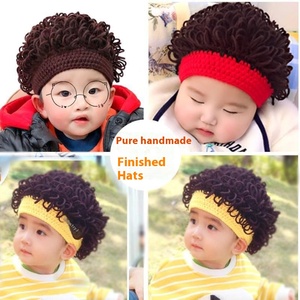 Gorro de bebé de lana de punto de ganchillo de moda de otoño e invierno para niños y niñas, <span class=keywords><strong>peluca</strong></span> gruesa para recién nacidos, pelo Remy de longitud corta - Product Image 2