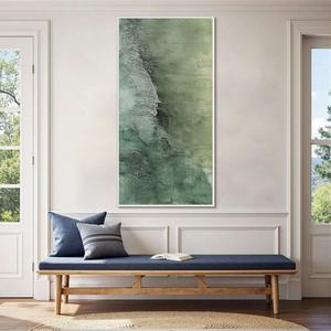 Pintura al Óleo Abstracta Verde Texturizada Original Emerald Depths, Arte Mural Texturizado en 3D Pintado a Mano para Decoración de Paredes de Hoteles, Hogares y Vestíbulos - Product Image 6