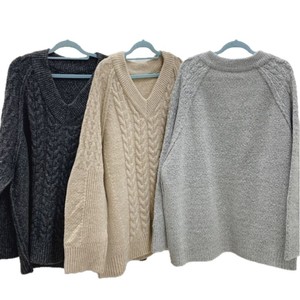 Suéter de otoño e invierno al por mayor de fábrica, Jersey de punto holgado que combina con todo, Jersey de rayas torcidas para mujer - Product Image 5