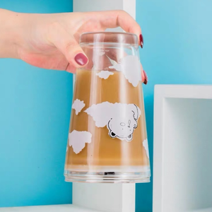 Mignon 400ml 13.5oz Échelle Tasse À Eau Enfants Tasse À Lait En Verre Avec Paille En Silicone et Couvercle Bouteille En Verre - Product Image 4
