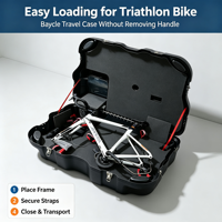 Boîte de transport rigide pour vélo OEM en HDPE et ABS, sans démontage de la poignée, compatible avec les vélos de route 700c, valise de transport aérien pour triathlon