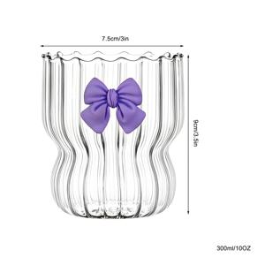 Verres à boire ondulés de 10oz avec gobelet en verre à nœud papillon coupe en verre esthétique rayée <span class=keywords><strong>verrerie</strong></span> ondulée vintage pour cocktail café - Product Image 5