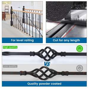 درابزين أسود غير لامع على الطراز الحديث بقطع الليزر بالشرفة مع أحجام مخصصة وخيار زجاجي - Product Image 5