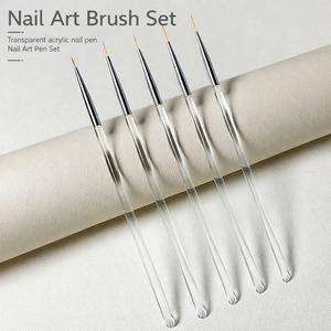 Ensemble de pinceaux à ongles à manche transparent, poils en nylon ultra-fins, pour la peinture au gel, stylo liner long et court pour la décoration des ongles en salon - Product Image 2