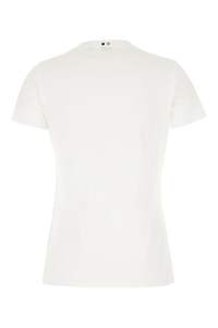 เสื้อยืดผ้าฝ้ายสีขาวพิมพ์โลโก้สีน้ำตาลอ่อนที่หน้าอก - Product Image 2