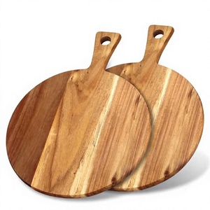 Assiette à steak en bois personnalisable avec poignée en bois, compatible lave-vaisselle, en stock pour la présentation des plats en restaurant - Product Image 1