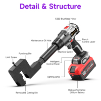 Pistolet de poinçonnage électrique portable industriel, kit de perforateur sans balais pour la découpe et le perçage de profilés en acier/fer angulaire/aluminium