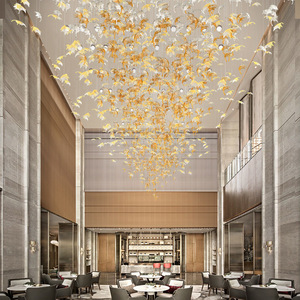 Engineering Custom Project Chandelier Luxury Crystal Glass Maple <strong>Leaf</strong> Led Banquet Hall Pendant <strong>Light</strong> for Hotel - Product Image 1