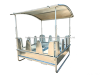 Mangeoire pour chevaux galvanisée imperméable avec toit, support en acier robuste pour pâturage et utilisation en extérieur