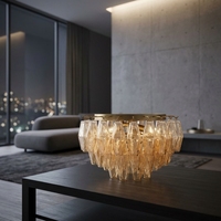 Lustre encastré minimaliste de luxe en acier avec verre soufflé transparent fumé pour salon et chambre à coucher, alimenté par courant alternatif