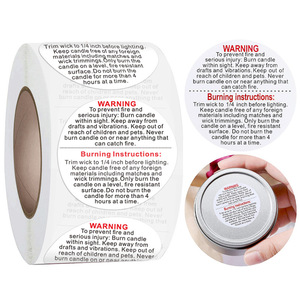 Etiquetas de Advertencia de Seguridad para Velas en Rollo, Adhesivas Personalizadas con Instrucciones de Uso para Velas - Product Image 4