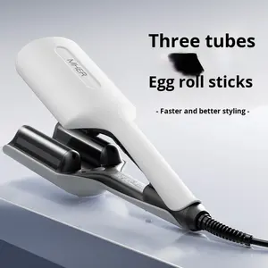 เครื่องม้วนผมแบบสามหลอดสไตล์<span class=keywords><strong>เกาหลี</strong></span> รุ่น Deep V ขนาดใหญ่ พร้อมปล่อยประจุลบ ช่วยจัดแต่งทรง<span class=keywords><strong>ผม</strong></span>ลอนสวย - Product Image 4