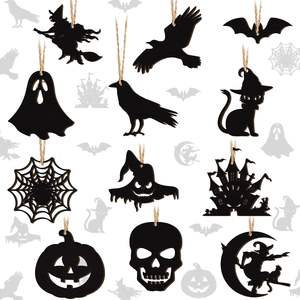 Percha de madera negra hecha a mano para Halloween, Araña, calabaza, <span class=keywords><strong>cuervo</strong></span> y murciélago, decoración espeluznante, decoración de fiesta en <span class=keywords><strong>casa</strong></span>, accesorios para <span class=keywords><strong>casa</strong></span> embrujada - Product Image 1