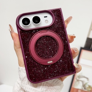 Funda Magnética para Teléfono con Placa Trasera de Diamantes para iPhone Duo con 360 Grados de Protección, Venta al Por Mayor °   Soporte de Anillo con Carga Inalámbrica y Cubierta Rígida Antigolpes - Product Image 1