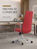 Chaise de bureau en cuir confortable de haute qualité, réglable en hauteur, chaise ergonomique rouge, dossier haut, chaise de bureau pour ordinateur, chaise de patron