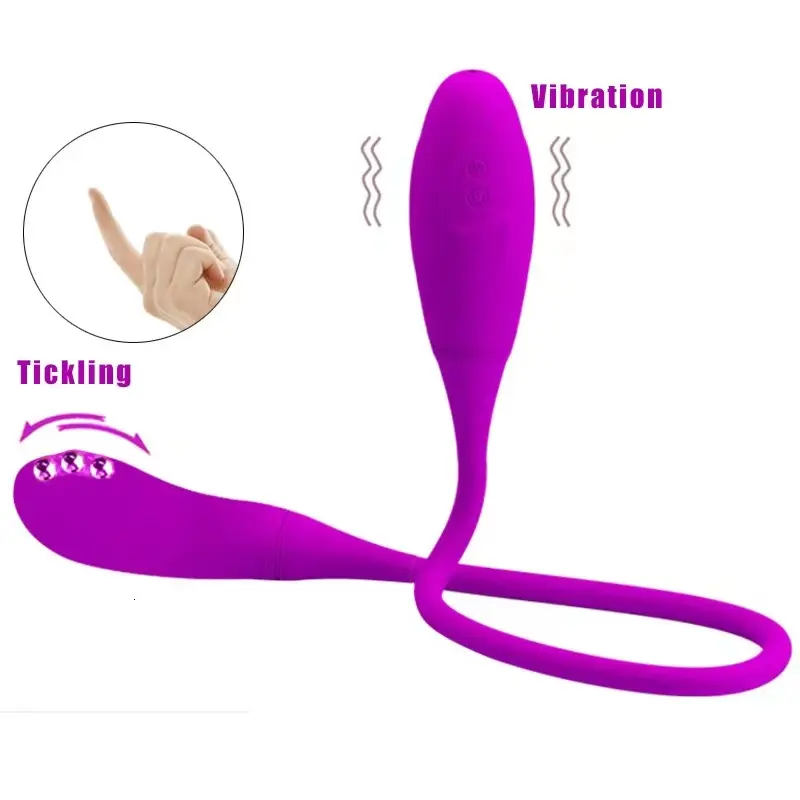 سلسلة G-String أرجوانية مزدوجة الرأس هزاز مع شاحن USB مدلك إصبع مع 7 طرق اهتزاز محركان لعبة جنسية