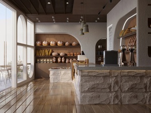 Comptoir de bar en bois LED personnalisé, vitrine à desserts moderne, aménagement intérieur de café - Product Image 2