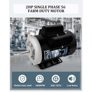 Moteur électrique Gccsj 2 CV 3450 tr/min, cadre 56, monophasé, Tefc, montage sur pied, acier allié - Product Image 3