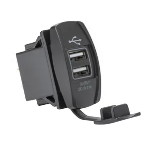 DS2013-L Universal Rocker Style 3.1A 12V USB Socket Dual Boat USB Port Car Charger Socket Waterproof For Rocker Switch Panel