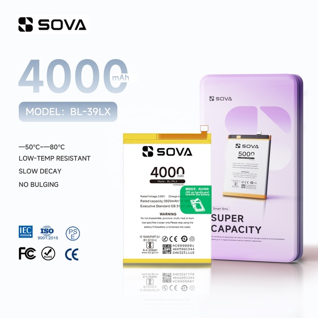 SOVA BL-39LX 4000mAh 3.85V Rechargeable Battery for Infinix X653/X652 Smart 4 S5 Mobile Phone Batteries