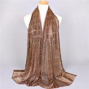Conception personnalisée rayure paillettes miroitant foulard tête Hijab châle musulman - Product Image 3