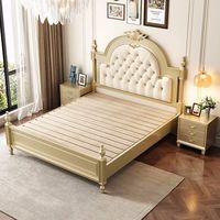 Meubles de chambre à coucher américains anciens de luxe moderne, magnifiques lits doubles en bois massif, design élégant