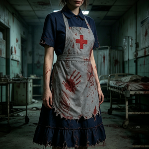 Disfraz de Payaso Artista Mímico para Mujer, Top de Manga Larga a Rayas, Falda con Volantes, Sombrero Boina, Bufanda para el Cuello, Guantes para Fiesta de Disfraces - Product Image 6